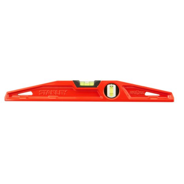 MLH red trapezoidal spirit level with 2 vials and shock-proof base L. 40 cm