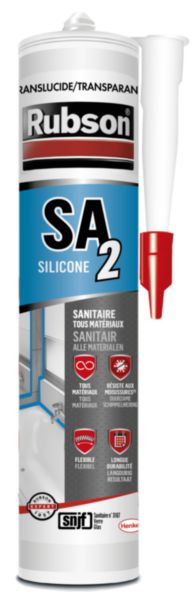 %QQMastic silicone anti moisissures SA2 translucide pour intérieur cartouche de 280 ml