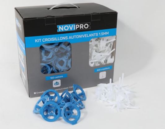 Kit leveling : 150 cadrans + 300 croisillons autonivelants à visser 1.5 mm