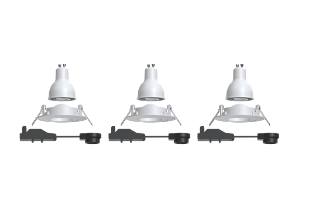 Kit 3 spots encastrés connecté Bama Enki gu10 couleurs et blancs, INSPIRE blanc