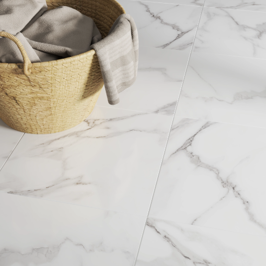 Carrelage sol / mur effet marbre blanc Casablanco l.45 x L.45 cm ARTENS