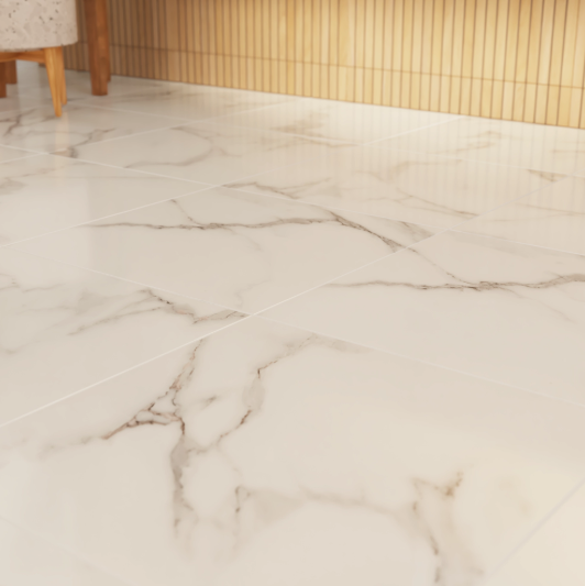 Carrelage sol / mur effet marbre blanc Casablanco l.45 x L.45 cm ARTENS