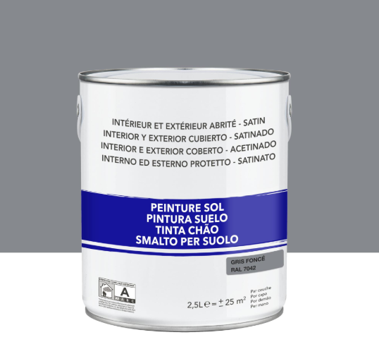 Peinture sol, RAL 7042, gris foncé satiné, 2.5 l