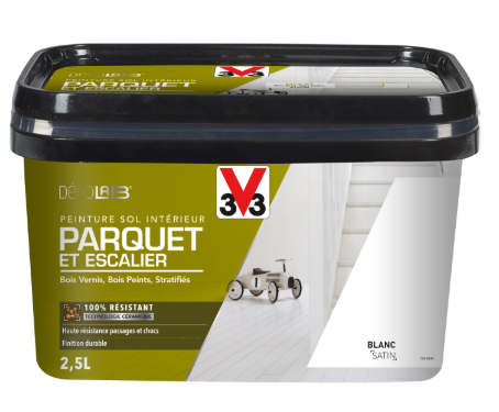 Peinture sol, parquet Escalier décolab® V33, blanc satiné, 2.5 l
