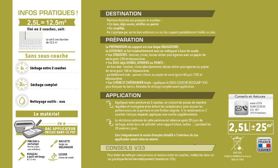 Peinture sol, parquet Escalier décolab® V33, taupe satiné, 2.5 l