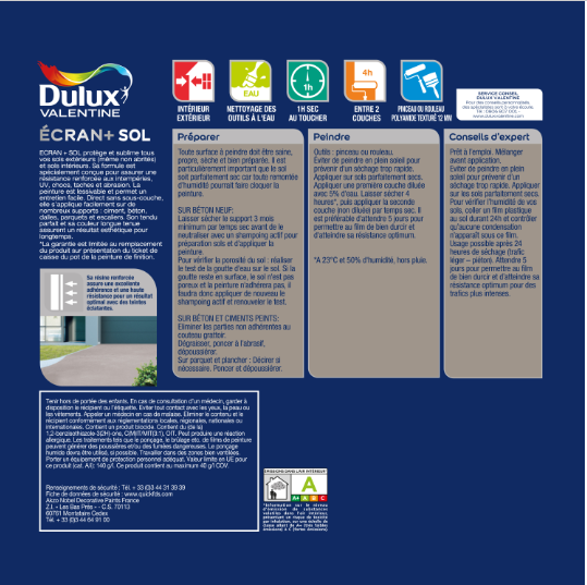 Peinture sol Ecran + DULUX VALENTINE, gris anthracite satiné, 5 l