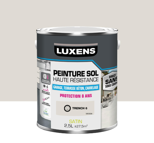 Peinture sol Haute résistance garage béton carrelage LUXENS trench 6 satiné 2L5