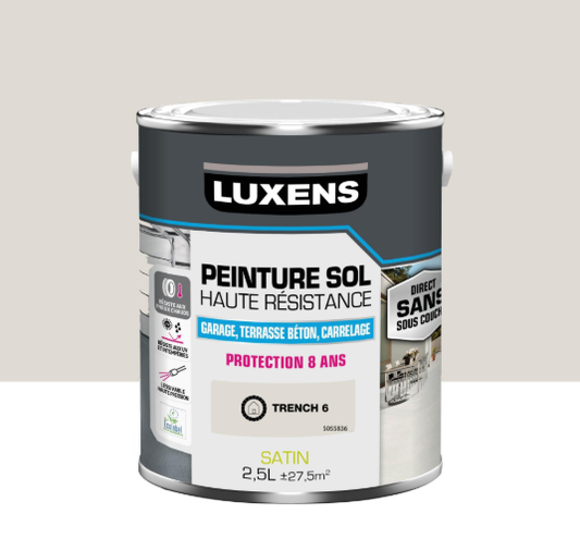 Peinture sol Haute résistance garage béton carrelage LUXENS trench 6 satiné 2L5