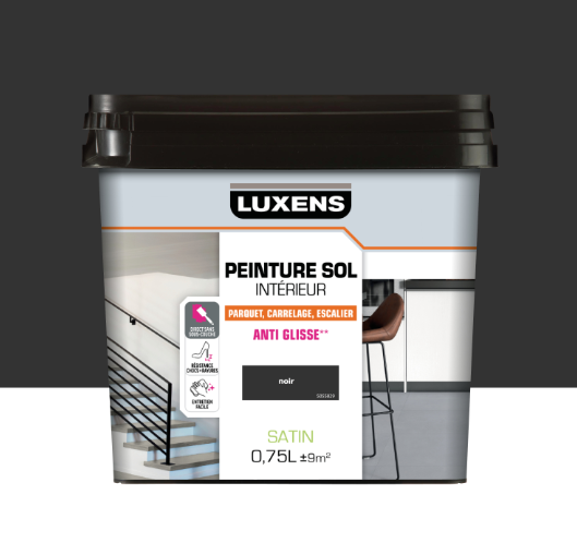 Peinture sol, carrelage / parquet / laminé Intérieur LUXENS, noir satiné, 0.75 l