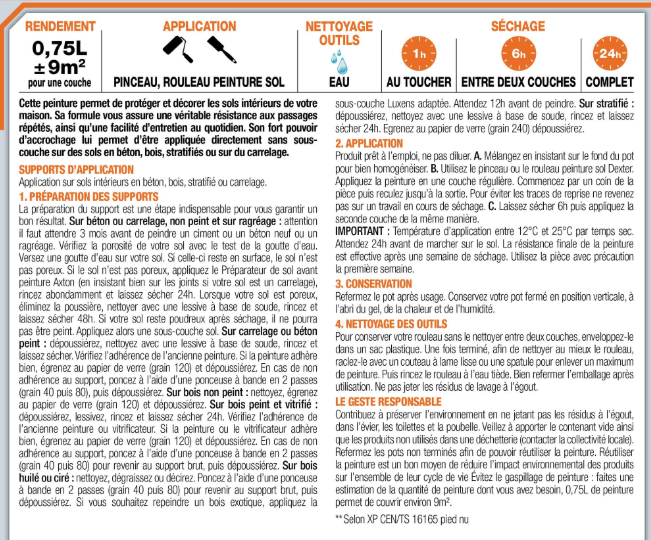 Peinture sol, carrelage / parquet / laminé Intérieur LUXENS, noir satiné, 0.75 l