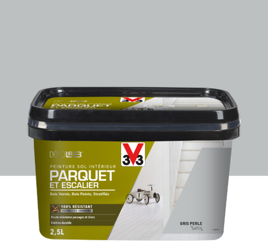 Peinture sol, parquet Escalier décolab® V33, gris perle satiné, 2.5 l