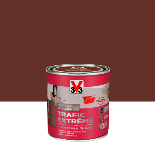 Peinture sol Trafic extrême V33, terre d'ombre satiné, 0.5 l