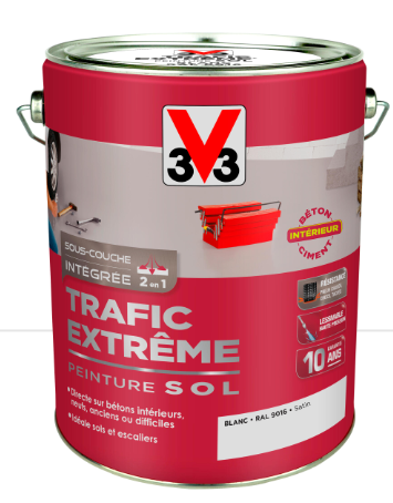 Peinture sol Trafic extrême V33, RAL 188, blanc satiné, 5 l