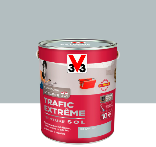 Peinture sol Trafic extrême V33, RAL 248, gris clair satiné, 2.5 l