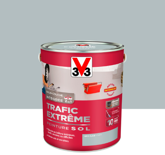 Peinture sol Trafic extrême V33, RAL 248, gris clair satiné, 2.5 l