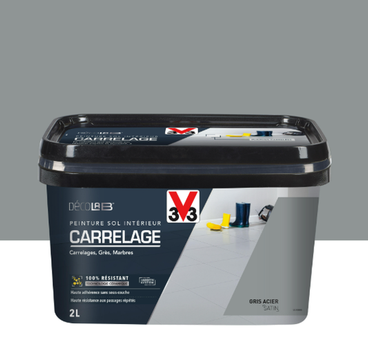 Peinture sol, carrelage Décolab® V33, gris acier satiné, 2 l