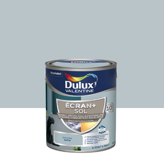 Peinture sol Ecran + DULUX VALENTINE, gris clair satiné, 2.5 l