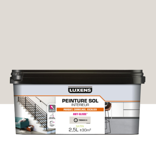 Peinture sol, carrelage / parquet / laminé Intérieur LUXENS, trench 6 satiné, 2.