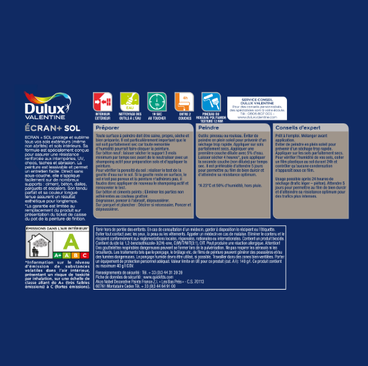 Peinture sol Ecran + DULUX VALENTINE, blanc satiné, 2.5 l