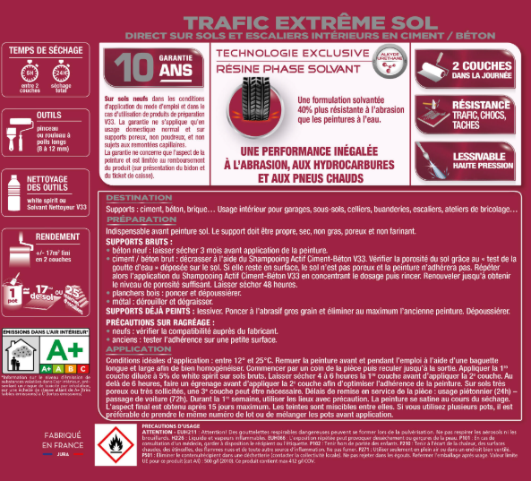 Peinture sol Trafic extrême V33, RAL 266, gris foncé satiné, 5 l