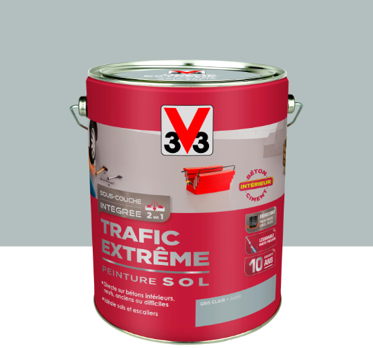 Peinture sol Trafic extrême V33, RAL 248, gris clair satiné, 5 l