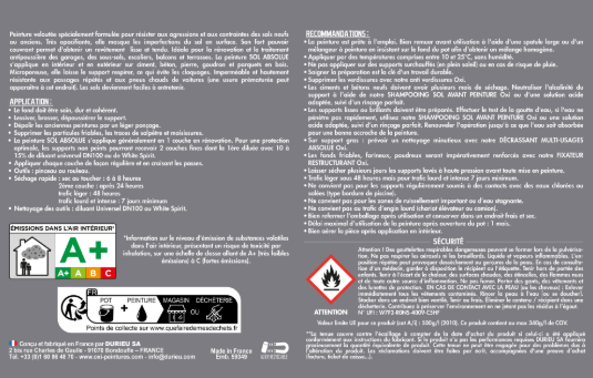 Peinture sol Absolue OXI, RAL 7043, gris signalisation mat, 10 l