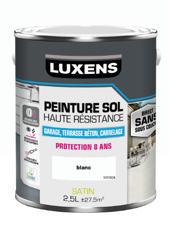 Peinture sol Haute résistance garage-béton-carrelage LUXENS blanc satiné 2.5 l
