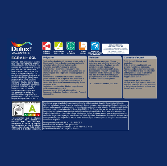 Peinture sol Ecran + DULUX VALENTINE, ciel d'orage satiné, 2.5 l