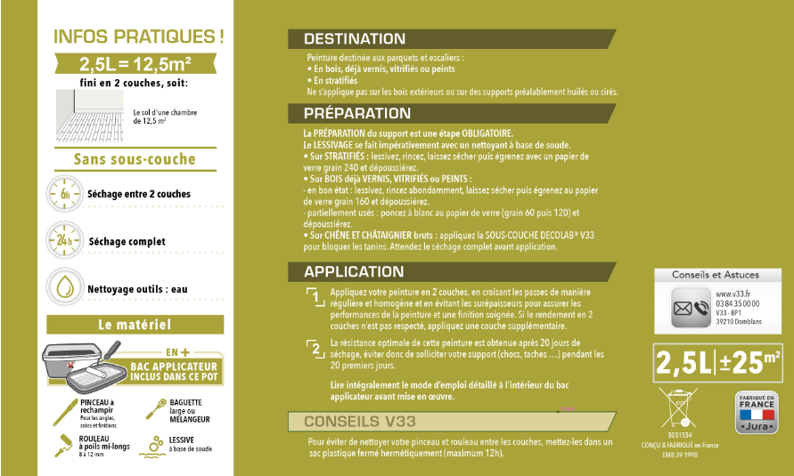 Peinture sol, parquet Escalier décolab® V33, gris factory satiné, 2.5 l