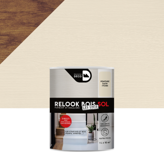 Peinture sol, parquet et escalier Relook bois MAISON DECO, ivoire satiné, 1 l