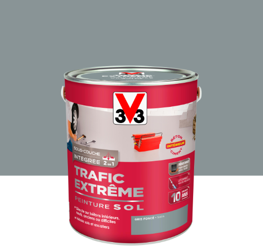 Peinture sol Trafic extrême V33, RAL 266, gris foncé satiné, 2.5 l