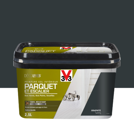 Peinture sol, parquet Escalier décolab® V33, graphite satiné, 2.5 l