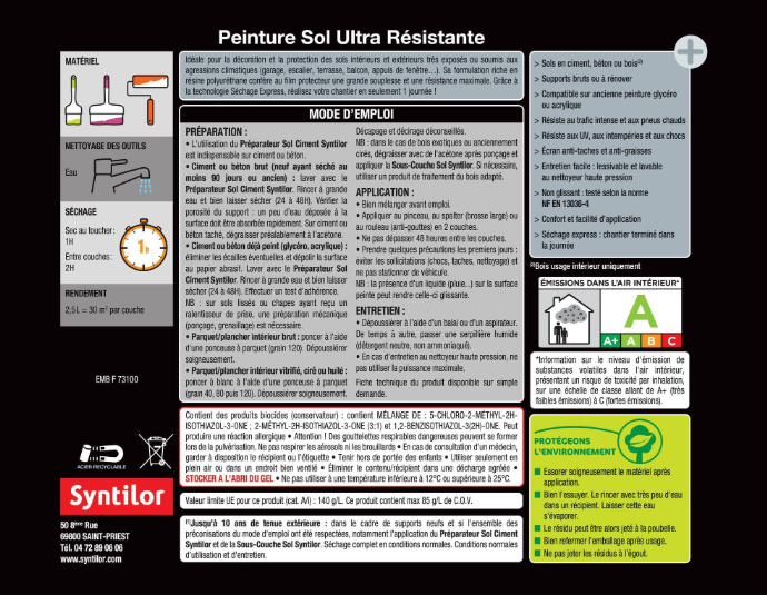 Peinture sol Ultra résistante SYNTILOR, rivet satiné, 4 l