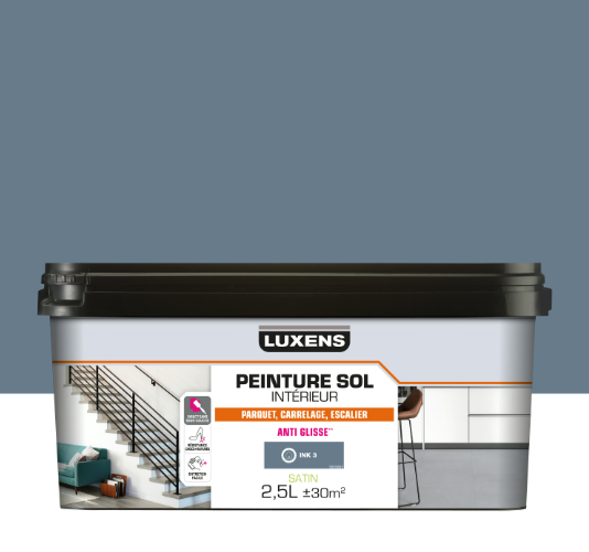 Peinture sol, carrelage / parquet / laminé Intérieur LUXENS, ink 3 satiné, 2.5 l