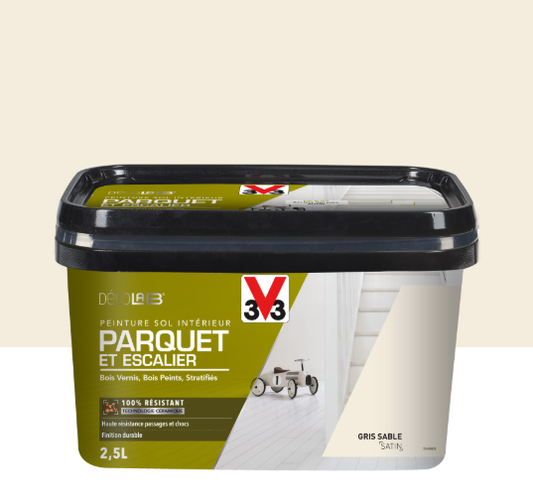Peinture sol, parquet Escalier décolab® V33, gris sable satiné, 2.5 l