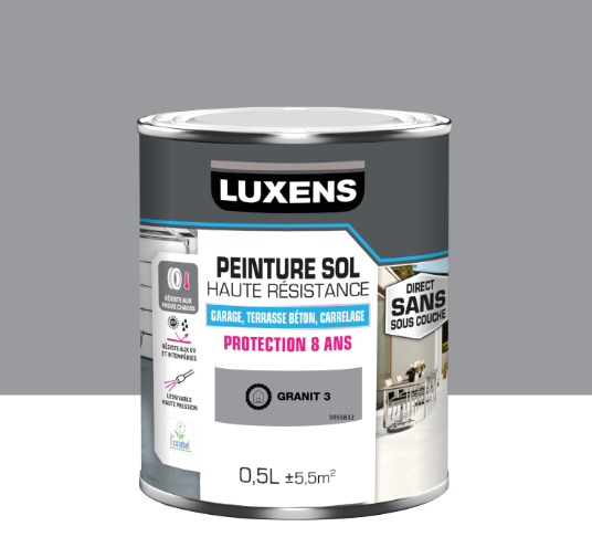 Peinture sol Haute résistance garage béton carrelage LUXENS granit 3 satin 0.5 l