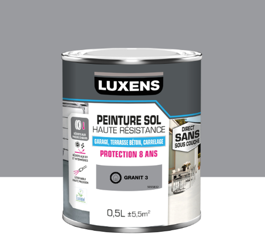 Peinture sol Haute résistance garage béton carrelage LUXENS granit 3 satin 0.5 l