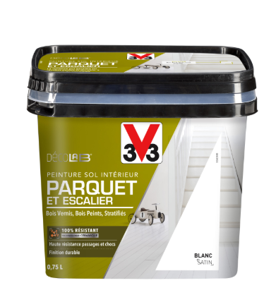 Peinture sol, parquet Escalier décolab® V33, blanc satiné, 0.75 l