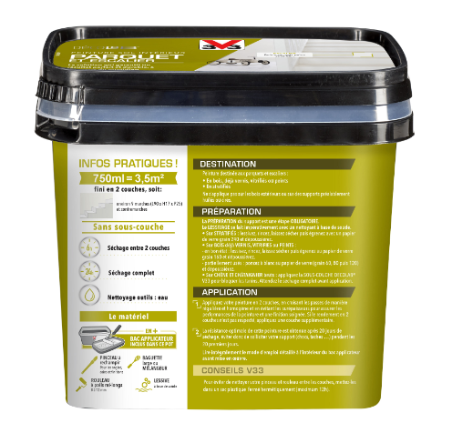 Peinture sol, parquet Escalier décolab® V33, blanc satiné, 0.75 l