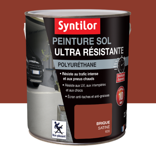 Peinture sol Ultra résistante SYNTILOR, brique satiné, 2.5 l