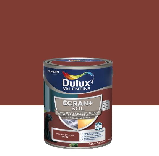 Peinture sol Ecran + DULUX VALENTINE, rouge carrelage satiné, 2.5 l
