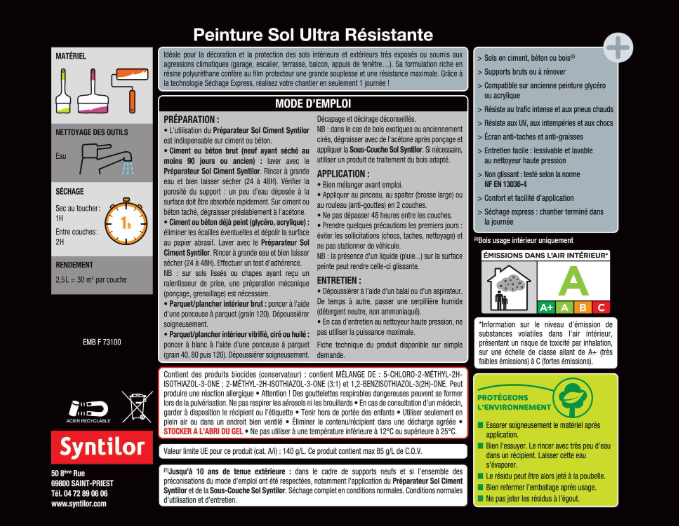 Peinture sol Ultra résistante SYNTILOR, palette satiné, 2.5 l