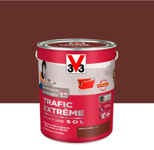 Peinture sol Trafic extrême V33, terre d'ombre satiné, 2.5 l