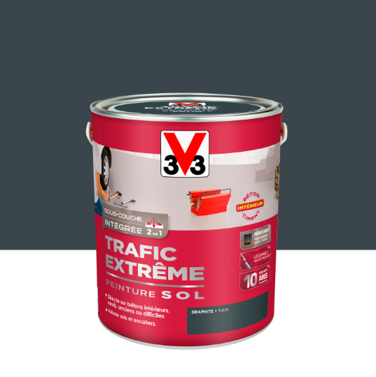 Peinture sol Trafic extrême V33, graphite satiné, 2.5 l