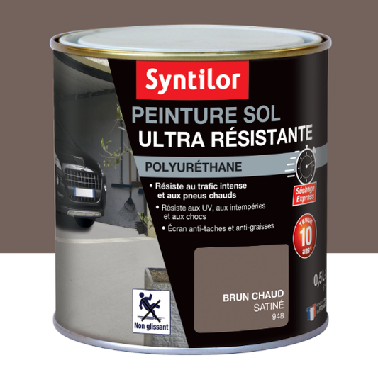 Peinture sol Ultra résistante SYNTILOR, brun chaud satiné, 0.5 l