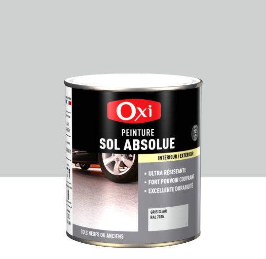 Peinture sol Absolue OXI, RAL 7035, gris clair satiné, 2.5 l