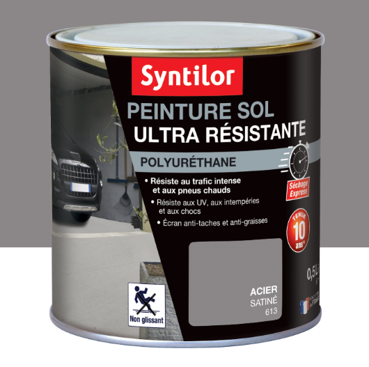 Peinture sol Ultra résistante SYNTILOR, acier satiné, 0.5 l