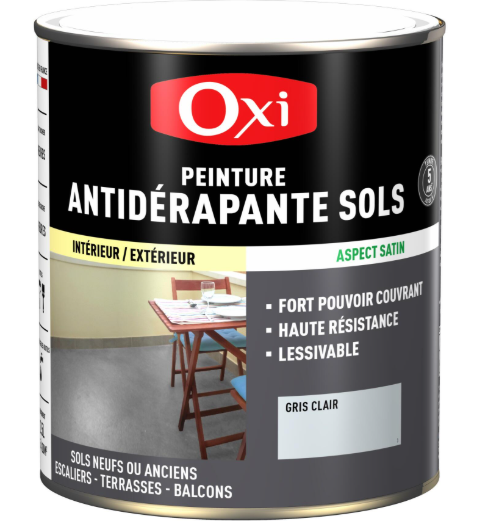 Peinture sol Antidérapante OXI, gris satiné, 2.5 l