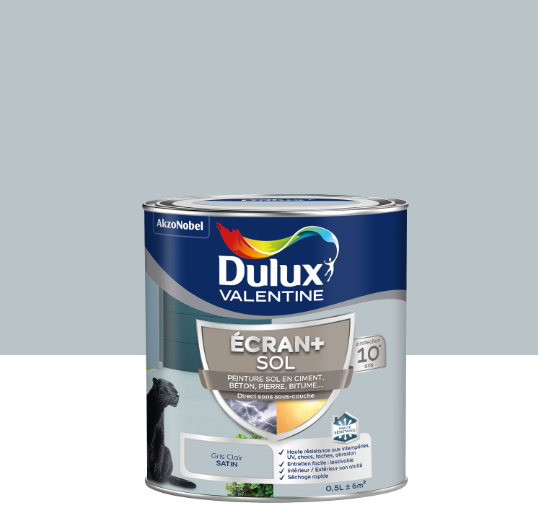 Peinture sol Ecran + DULUX VALENTINE, gris clair satiné, 0.5 l