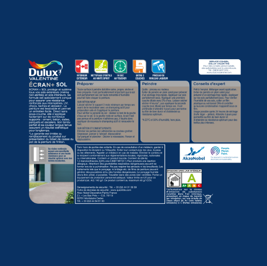 Peinture sol Ecran + DULUX VALENTINE, gris clair satiné, 0.5 l